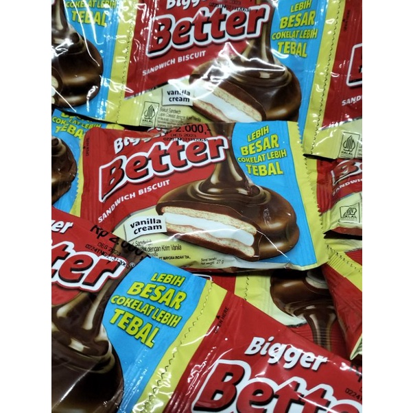 

BETTER SANDWICH BISCUIT VANILLA CREAM ISI 27 GR 1 RENCENG ISI 10 PCS