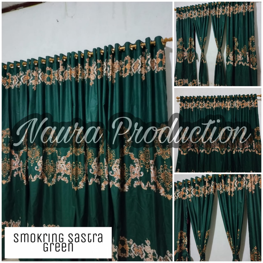 (COD) Gorden Smokring / Hordeng Bunga Smokring Ring 12 Bisa Jendela Motif Sultan Sastra Hijau Batik 