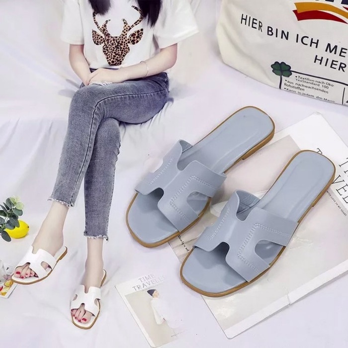 Sandal Wanita Slip On Sendal Selop Wanita Simple Flat Casual Import