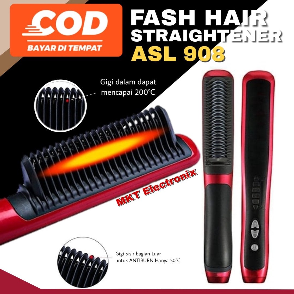 ASL908 Catokan Sisir Pelurus Rambut Asl-908 Hair Straightener