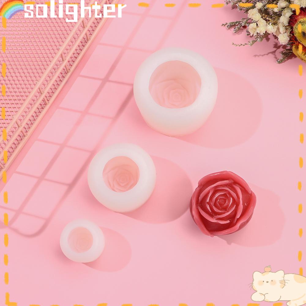 Solighter 3D Rose Cetakan Silikon Alat Dapur Whiskey Handmade Ice Cube Tray