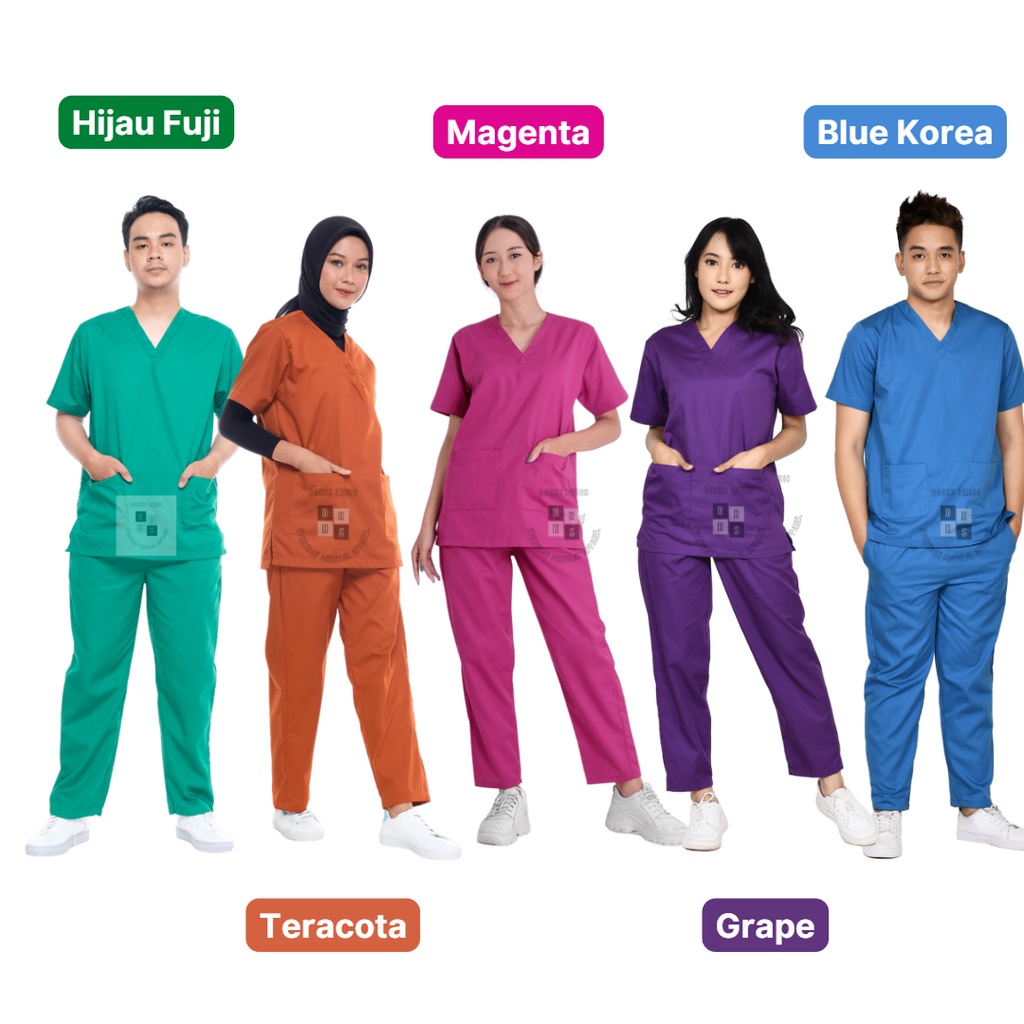 Baju OK  / Baju Jaga / Scrub Medis Lengan Pendek PREMIUM AMERICAN DRILL ( DOCHS MEDIC )