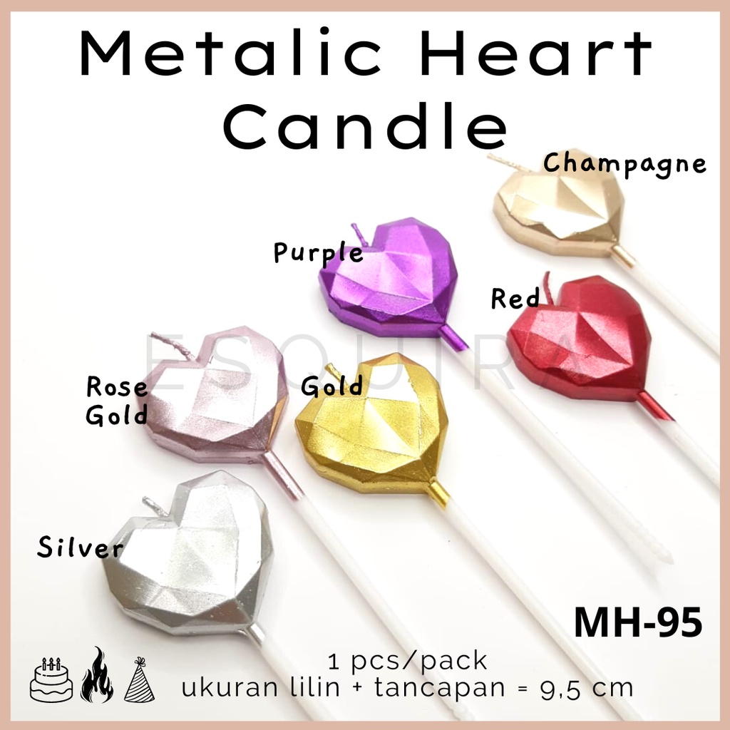 Metalic Heart Candle / Lilin Ulang Tahun Love / MH-95