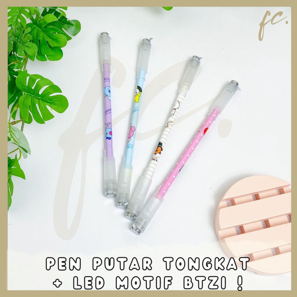 

GROSIR 4 / 8 / 12 pcs / 1 Lusin Pen / Pulpen Gel Putar Magnet Spinning LED BT Korean Kpop Army Cartoon Cute Idol Korea Boy Band Koleksi Import Alat Tulis Anak Tinta Hitam Grosir Ready COD