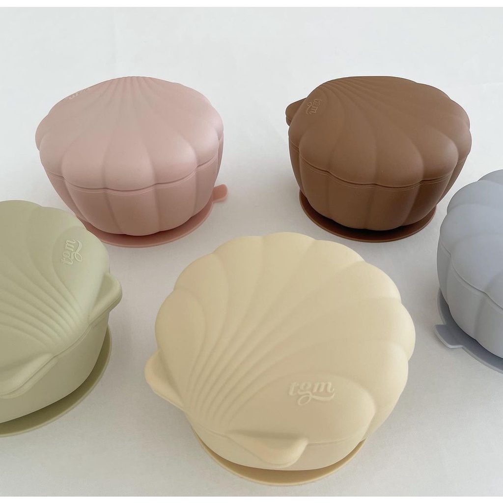 TGM Silicone Seashell Suction Rice Bowl - Mangkok Baby Bayi Anak Balita Mangkuk Suction Sea Shell Kerang Korea Ricebowl Dengan Tutup