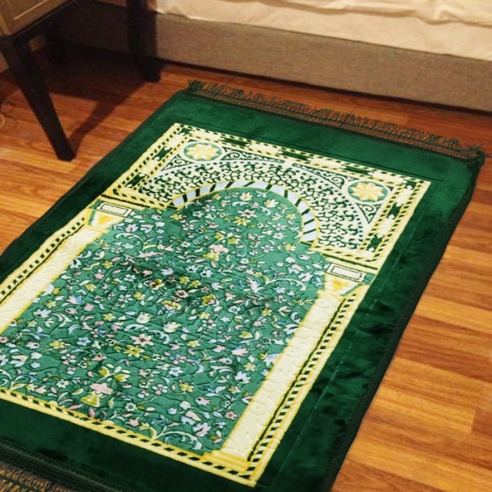 Sajadah SAJADAH CANTIK BULU HALUS /SAJADAH TURKI POLOS EMBOS NEW ARRIVAL - Hijau Putih(L1T8) Sajadah