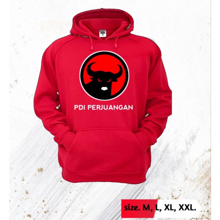 Hoodie switer partai PDI perjuangan cotton flecce tebal
