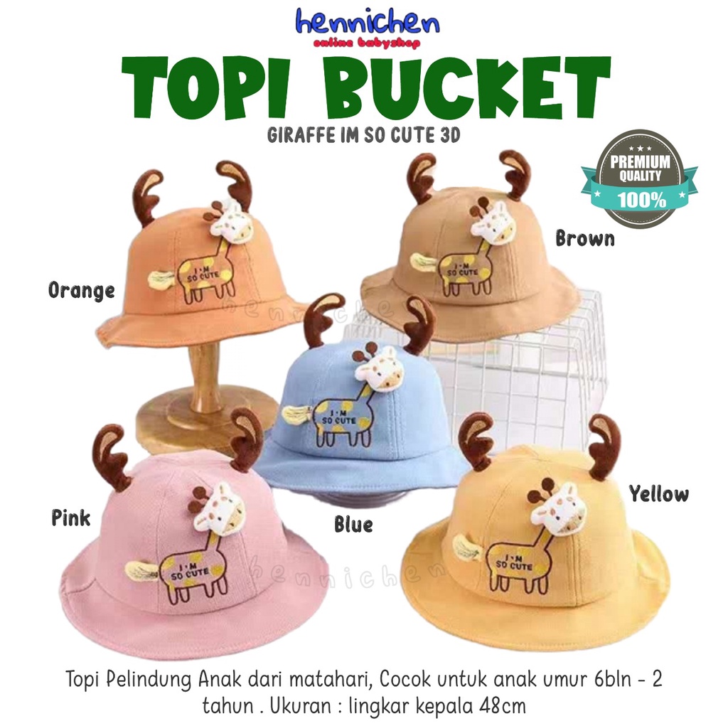 TOPI BUCKET GIRAFFE IM SO CUTE 3D BORDIR LUCU TOPI ANAK UNISEX IMPORT