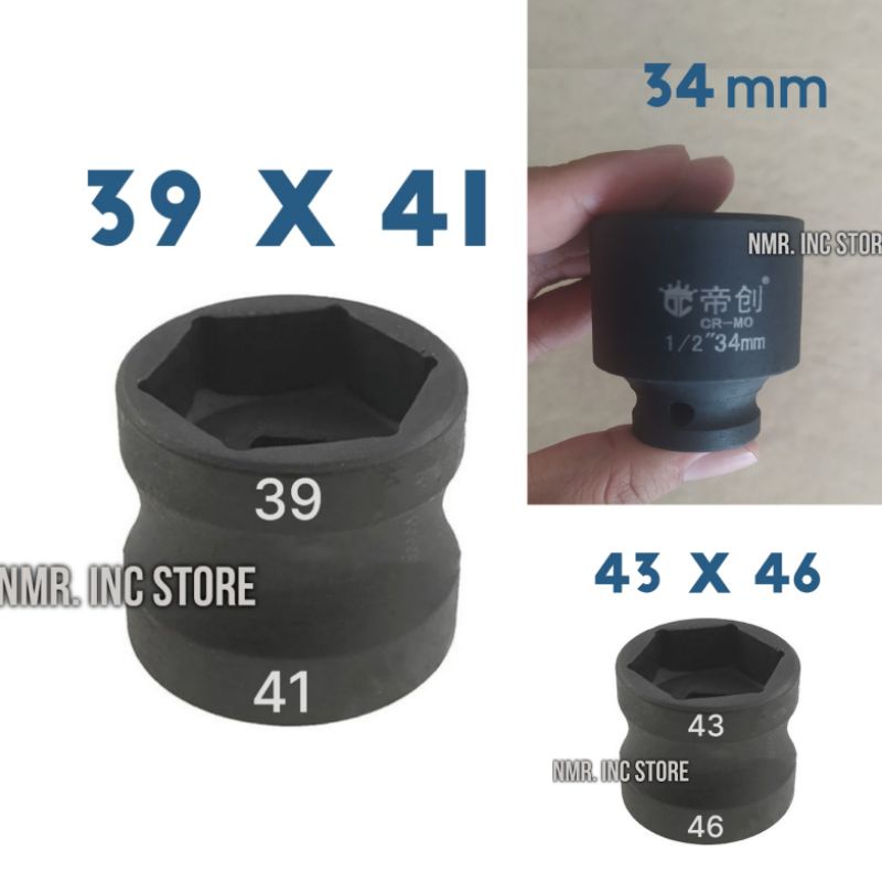 Mata Kunci Shock CVT 39x41 Double Socket 43x46 Sok 34 mm Mur Kopling Kampas Ganda Yamaha Honda Suzuki