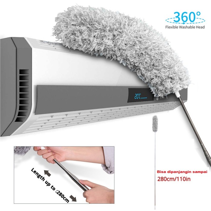 Kemoceng Kemoceng Panjang 2,8 Meter Microfiber Magnet Debu Bisa Tekuk Pembersih