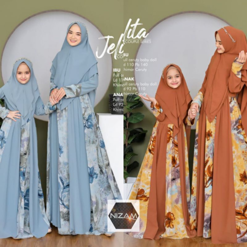 RESTOK SETELAN GAMIS SYAR'I IBU ANAK JUMBO BABYDOLL LD 110/8 9 10 11 TAHUN/GAMIS SYARI MOTIF/BAJU CO