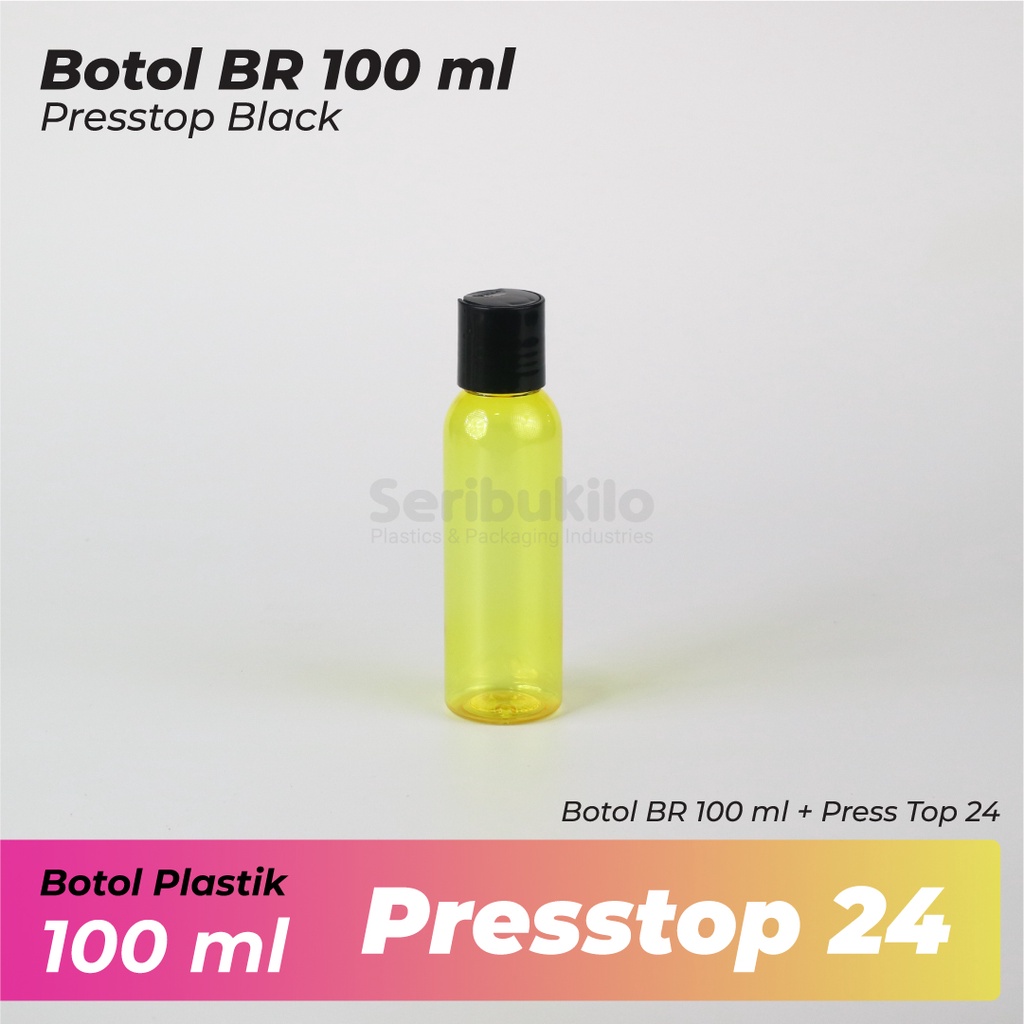 Botol Presstop 100ml/Botol Presstop Hitam 100ml PET/BR 100ml Warna Disctop Hitam