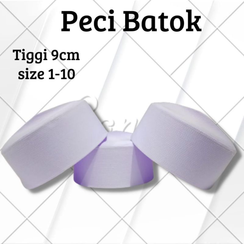 Peci Batok Tinggi 9 Cm / Peci Putih Polos / Kopiah Haji