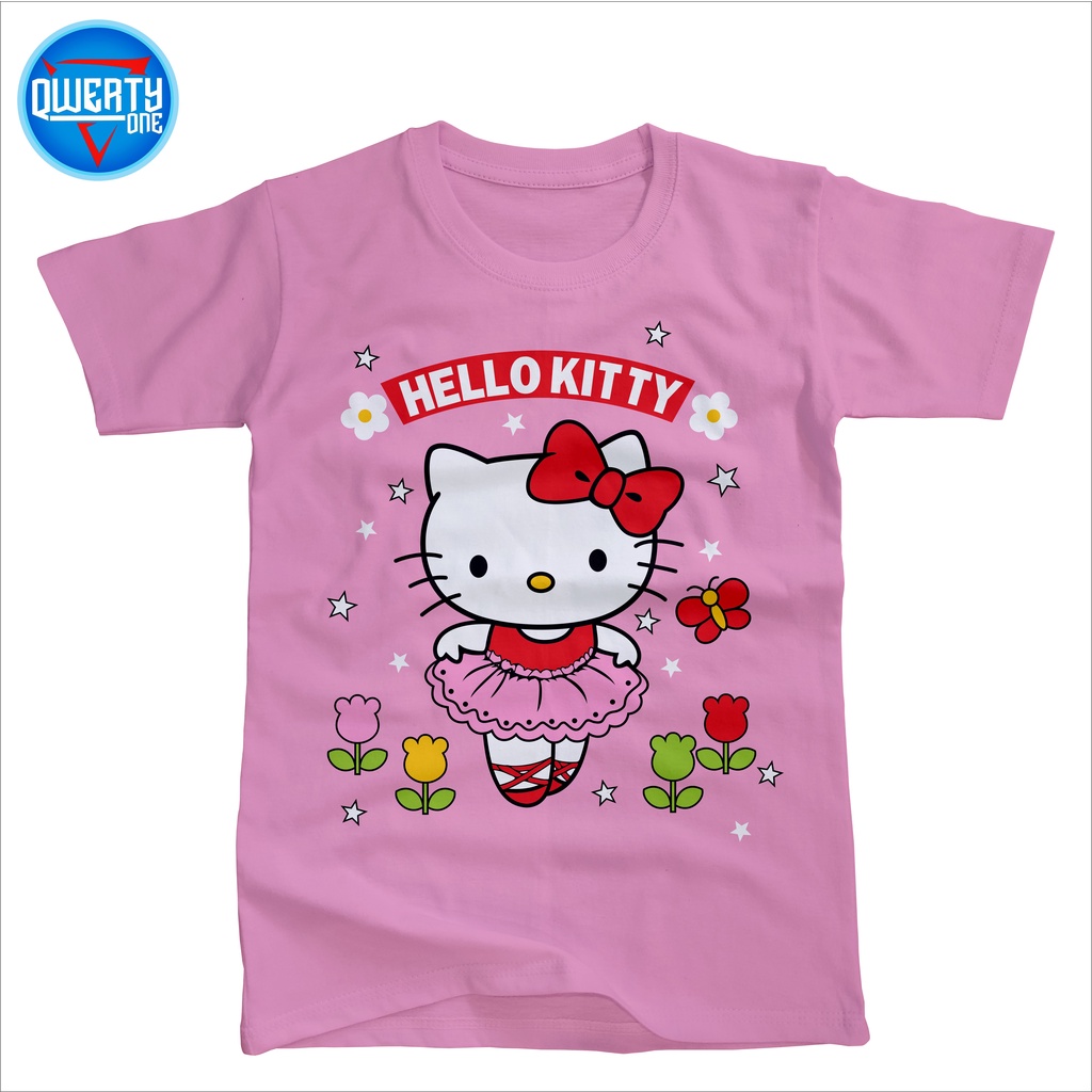 Kaos Anak Distro Karakter Perempuan Hello Kitty Pink 1-10 Tahun