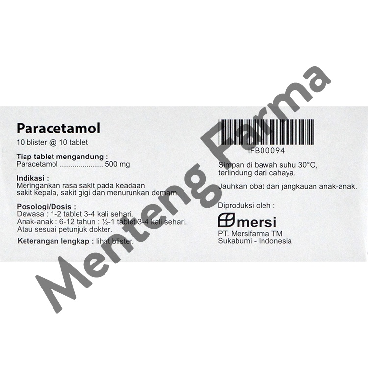 Paracetamol 500 Mg Strip 10 Kaplet - Pereda Nyeri dan Demam