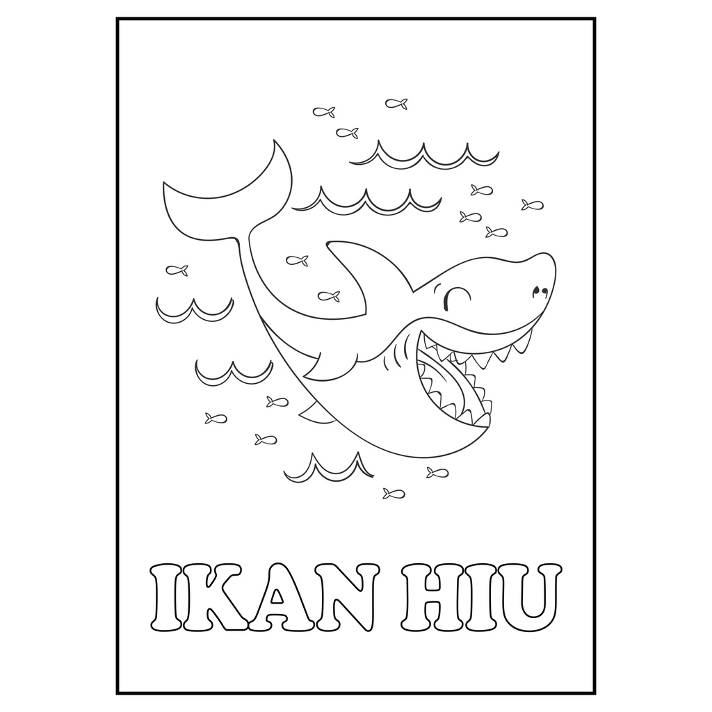 

Gambar Mewarnai / Sketsa lukis / drawing sketch ikan hiu Lucu Kertas HVS A4 100gr Anak TK SD PAUD (Bukan Buku)