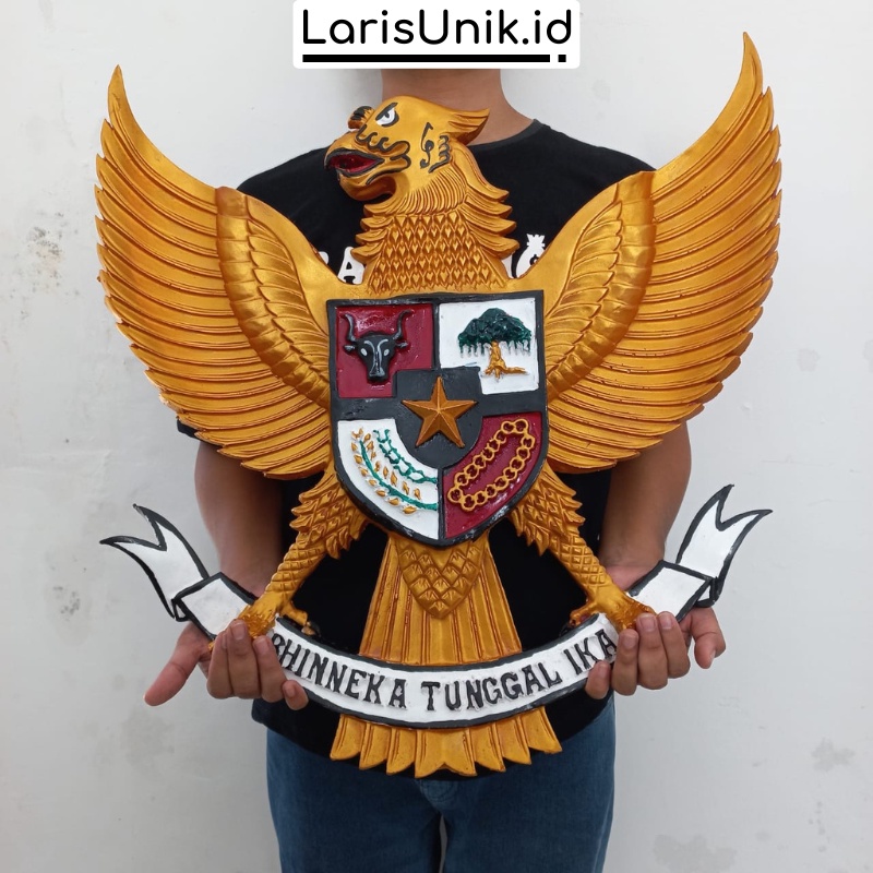 Pajangan Dinding Garuda Pancasila 3D 3 Dimensi Lambang Replika Burung Garuda Indonesia Fiber Gold Besar Ukir 57CM