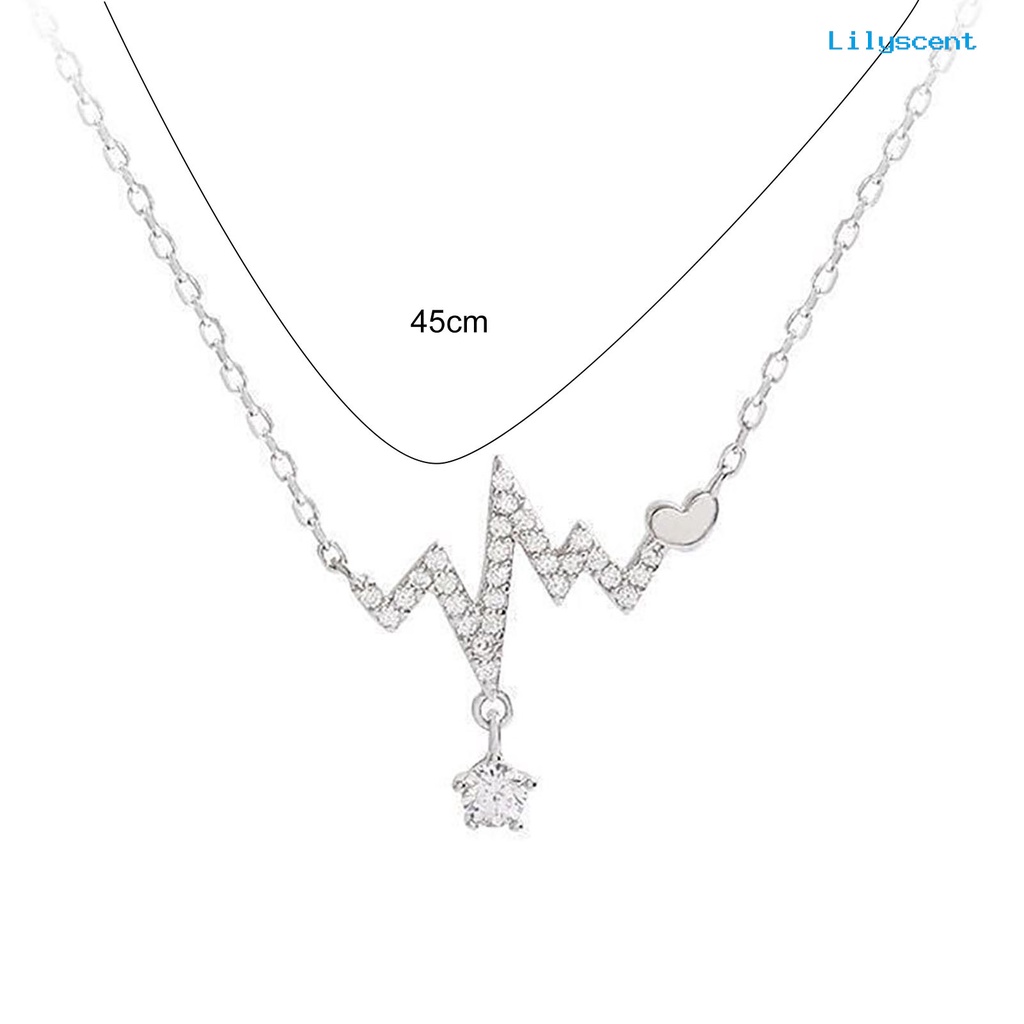 Ls Kalung Wanita Geometris Artistik Hati Ekg Liontin Alloy Necklace Untuk Pesta