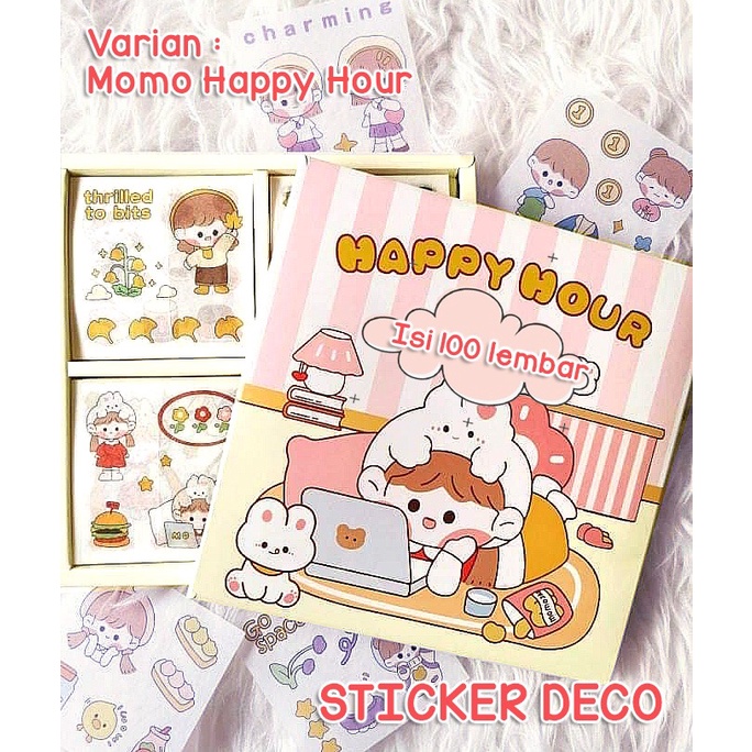 Isi 100 Lembar Sticker Stiker Deco Aesthetic Lucu Momo Stiker Anti Air Tumblr DIY Hp Stiker Motif Kartun Lucu ala Korea Dekorasi Buku Diary Memo Journal Catatan Harian Anak Sekolah Alat Tulis Bahan Stiker Transparant Bisa Untuk Kado Ulang Tahun @banyak