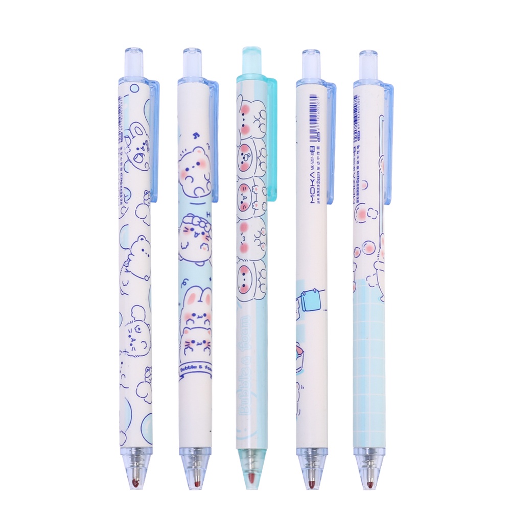 Kawaii Pena Netral Biru/0.5 Lucu Kartun Otomatis Gel Pen Perlengkapan Kantor Sekolah Anak Hadiah Alat Tulis