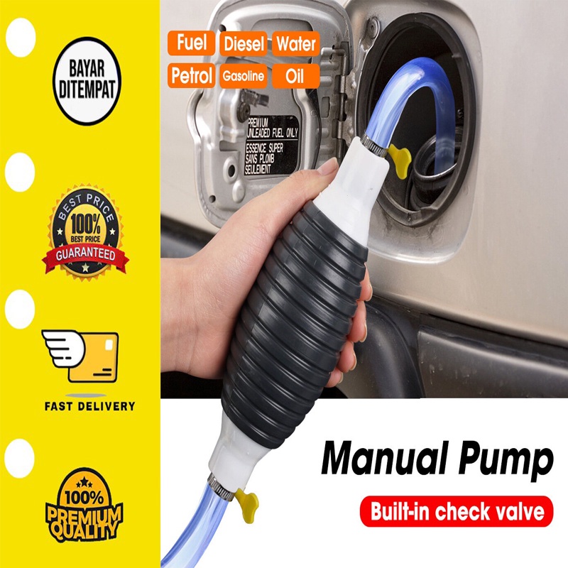 Pompa Bahan Bakar Manual Portabel Mobil Motor Universal/Pipa Isap Pompa Darurat Mobil dengan Klip Katup/Alat Transfer Cairan Diesel Bensin Minyak