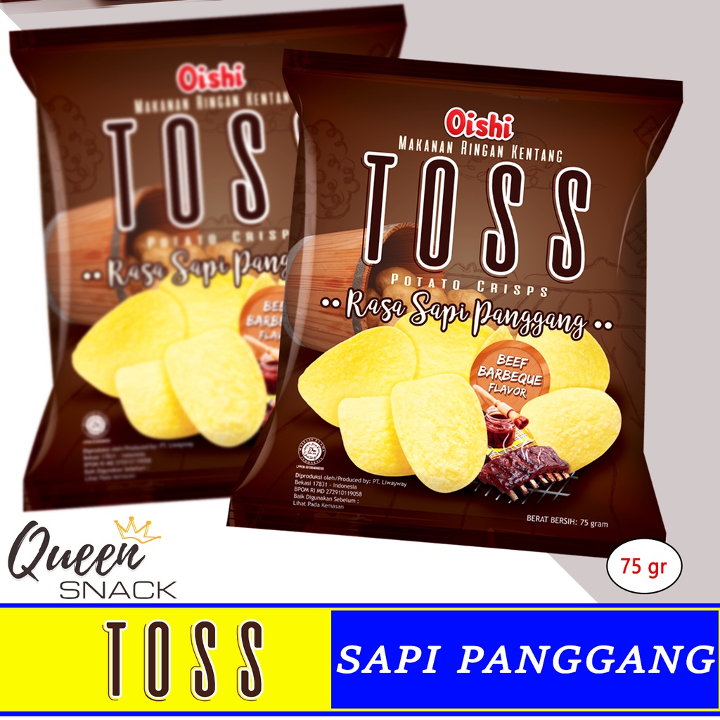 

Oishi Toss Potato Crisp Rasa Sapi Panggang 75gr Makanan Ringan Kentang