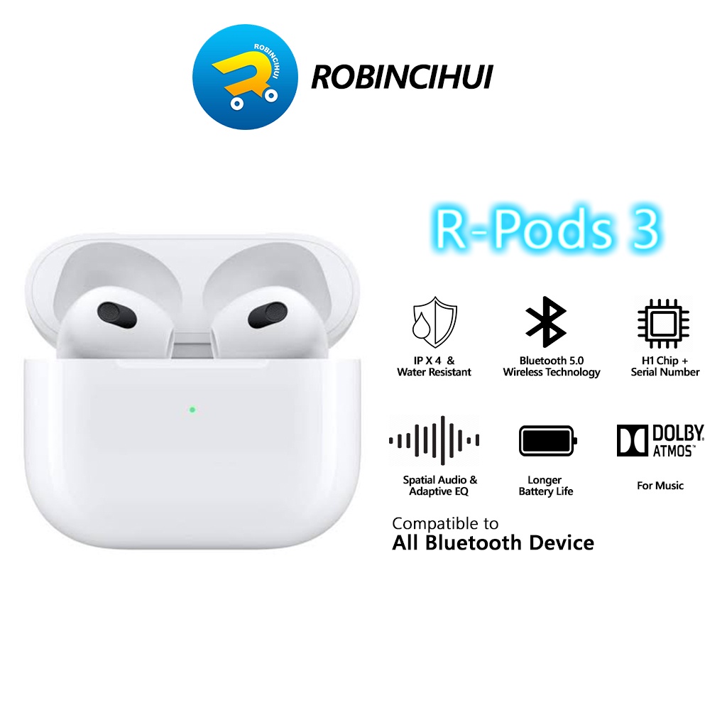 R-Pods 3nd Generation 2023 (Generasi ke tiga) Wireless Charging + Final Upgrade + IMEI/ SERIAL NUMBER VALID + NOISE CANCELLING - Headset IPH 7, 8, X, XR, XSMAX, 11, 12, 13, 14 - Earphone IPH - Handsfree IPH - Earbuds IPH