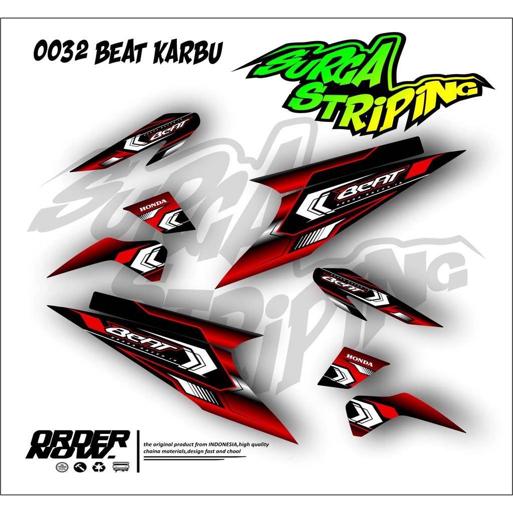 0032 sticker stiker setiker striping motor beat karbu/beat lama motif garis racing simple road race 