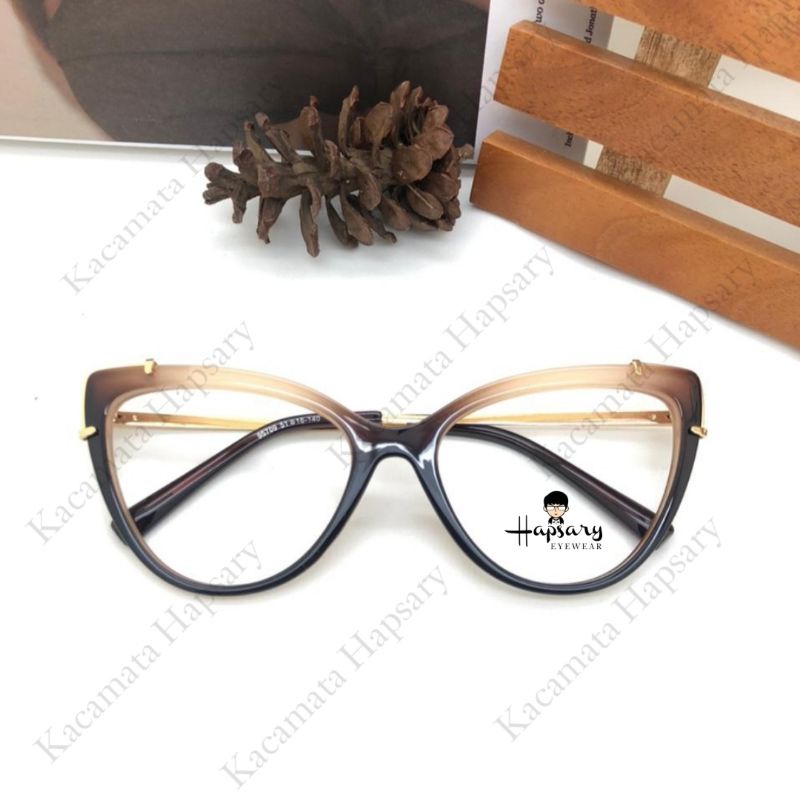 Kacamata Minus Antiradiasi Frame Wanita Cat eye 95709 | Anti UV Photocromic &amp; Bluecromic