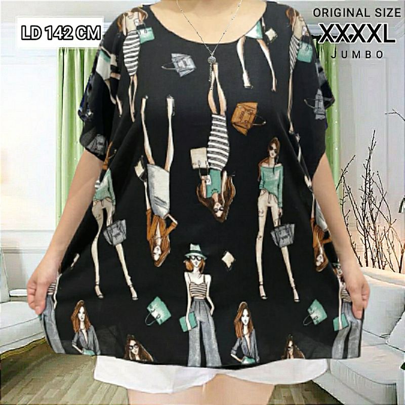 PROMO atasan baju tidur wanita jumbo LD 142 CM SUPER BIG SIZE baju baby doll jumbo wanita atasan rayon jumbo wanita baju santai wanita jumbo bahan rayon good quality