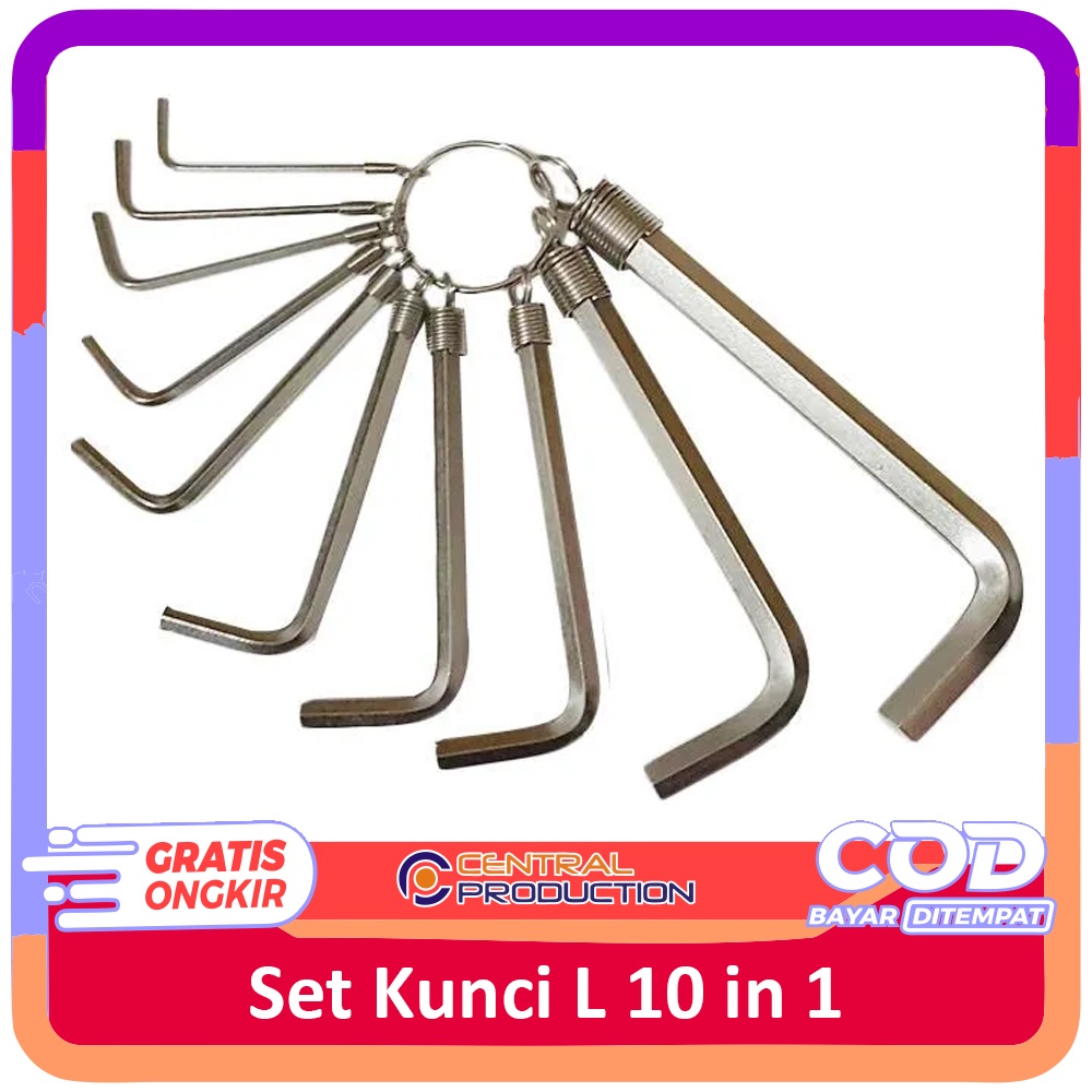 Kunci L Set 10 Pcs Hex Key Ring Hitam Hexagon Konci L Satu Full Set Awet Kuat Motor Praktis Lengkap