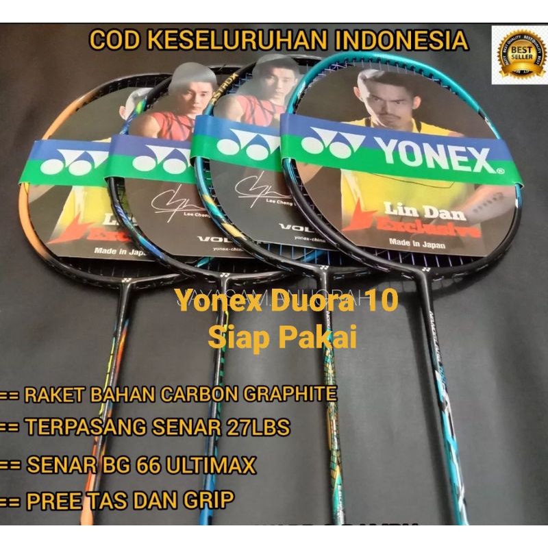Raket Badminton Yonek Bulutangkis Siap Pakai Duora 28 Lbs 10 Bintang Langsung Senyawa High Quality Import Terbaru