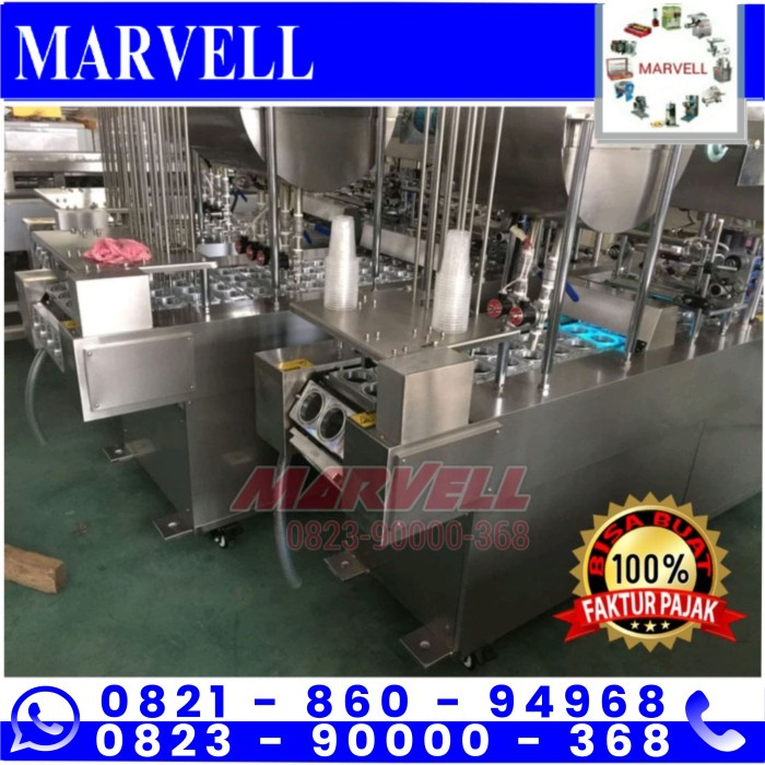 Gelas Mesin Filling Cup Sealer 2 Line Full Otomatis - Produksi Cairan Gelas