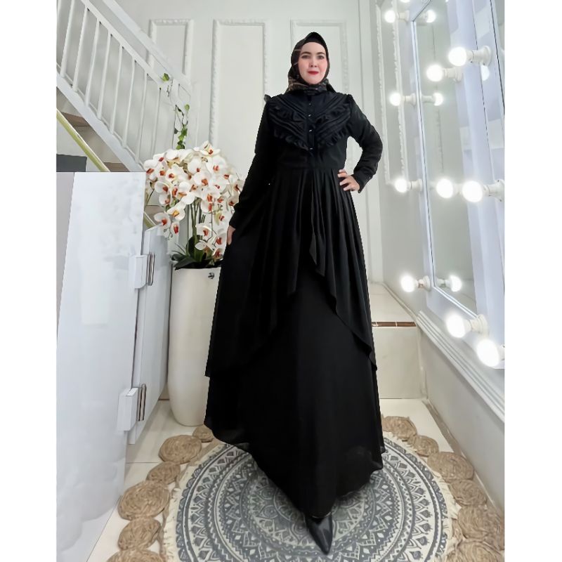 MAUDY DRESS CERUTY BABYDOLL FULL FURRING/GAMIS MUSLIM WANITA TREN KEKINIAN BUSUI/BAJU GAMIS LEBARAN TERBARU/FAR MOSLEMSTORE