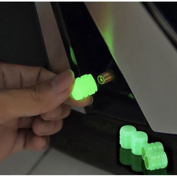 (NCS) Tutup Pentil Glow In The Dark Tutup Pentil Fosfor Roda Ban Sepeda Motor Mobil Luminous Neon Tire Valve Cap