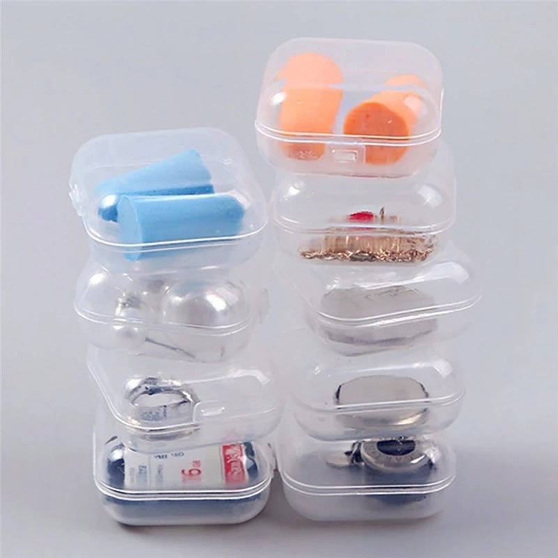 [Hot Sale] Kotak Plastik Persegi Mini Transparan/Wadah Kemasan Perhiasan Organizer Untuk Cincin, Anting, Manik-Manik, Kancing/5Kisi Kompartemen Wadah Plastik