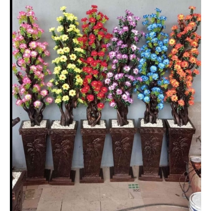 TANAMAN PAJANGAN IMITASI + POT JUMBO // BUNGA HIAS SEMANGGI TUNGGAL AKAR ARTIFICIAL DEKORASI SUDUT R