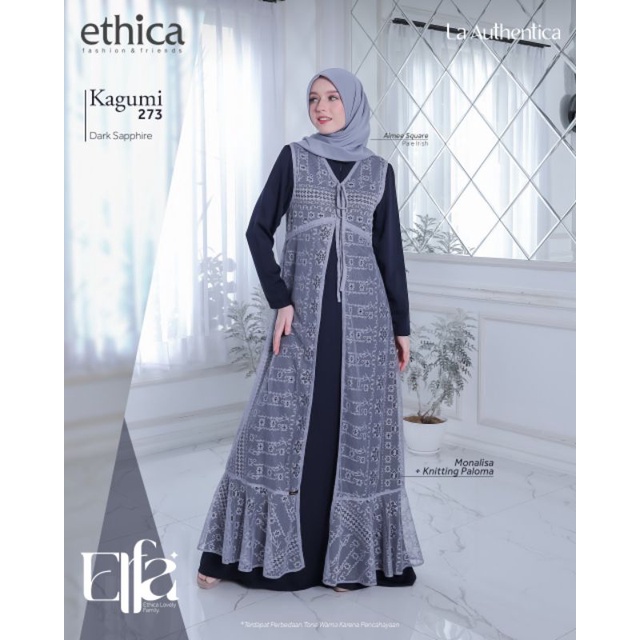 Gamis Kagumi 273  Dark Sapphire - Sarimbit Ethica Terbaru 2023