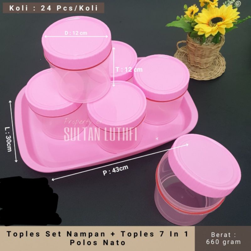 (COD) Toples Set Nampan Nato 7in1 FREE BUBBLE / Toples Nampan Motif 7in1 / Toples Lebaran