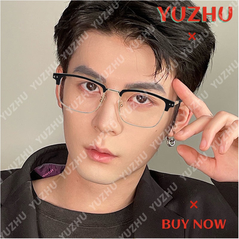 (YUZHU) Vintage Fashion Logam Setengah Bingkai Anti Cahaya Biru Kacamata Mode Baru Photochromic Grey Sunglasses