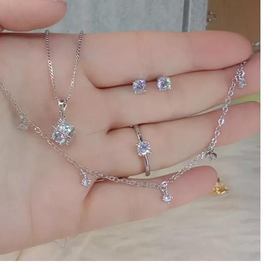 Buruan Serbu satu set perhiasan aksesoris nita mata satu silver berlapis emas putih anti karat dan t