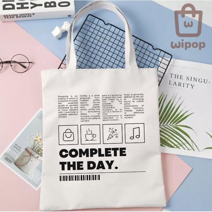 Tote Bag Kanvas Aesthetic Word Murah / Tote Bag pria/Wanita
