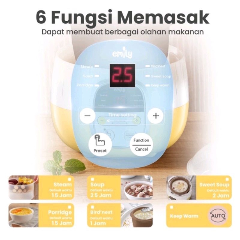Emily Porridge Cooker & Steamer 0,8L Baby Food Maker Slowcooker Slow Cooker