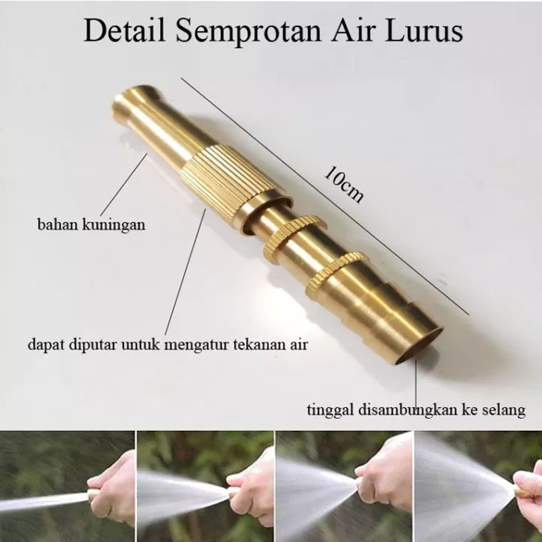 SELANG LUMUT 1/2 INCH PANJANG 2 - 10 METER + SEMPROTAN AIR SPRAY STEAM SEMPROTAN TAMAN MOTOR MOBIL SEMPROTAN AIR KUNINGAN 1 PCS