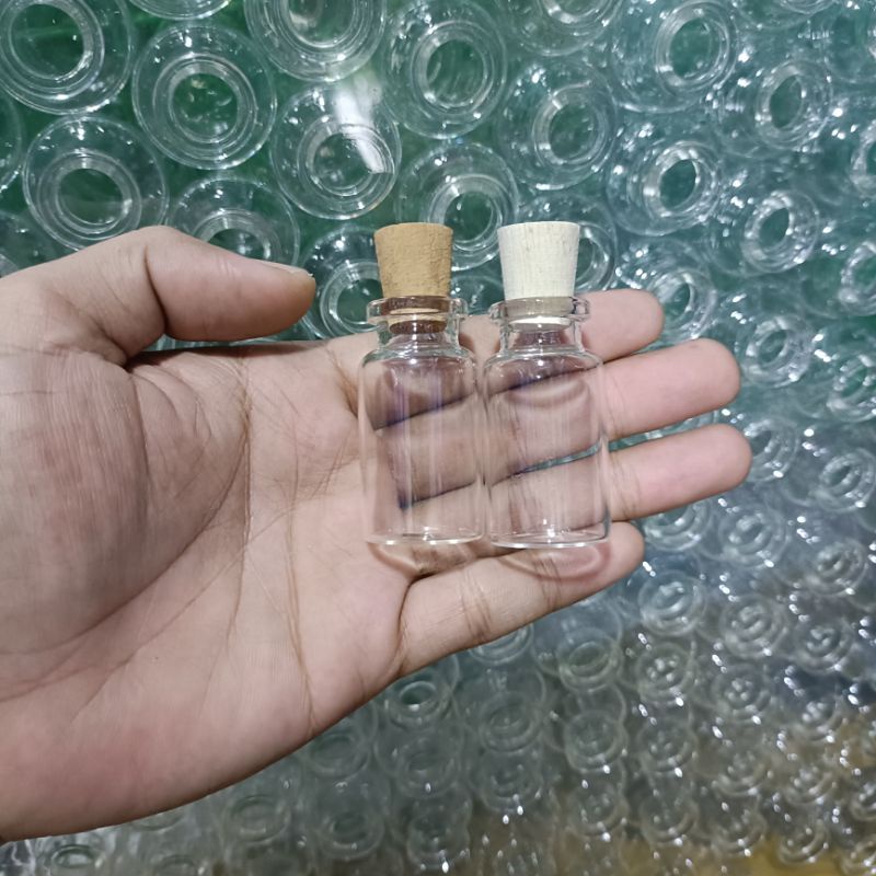 Botol kaca 5ml , 6ml ,8ml , 10ml , 12ml , 15ml , 20ml Botol vial kaca tutup kayu souvenir hias