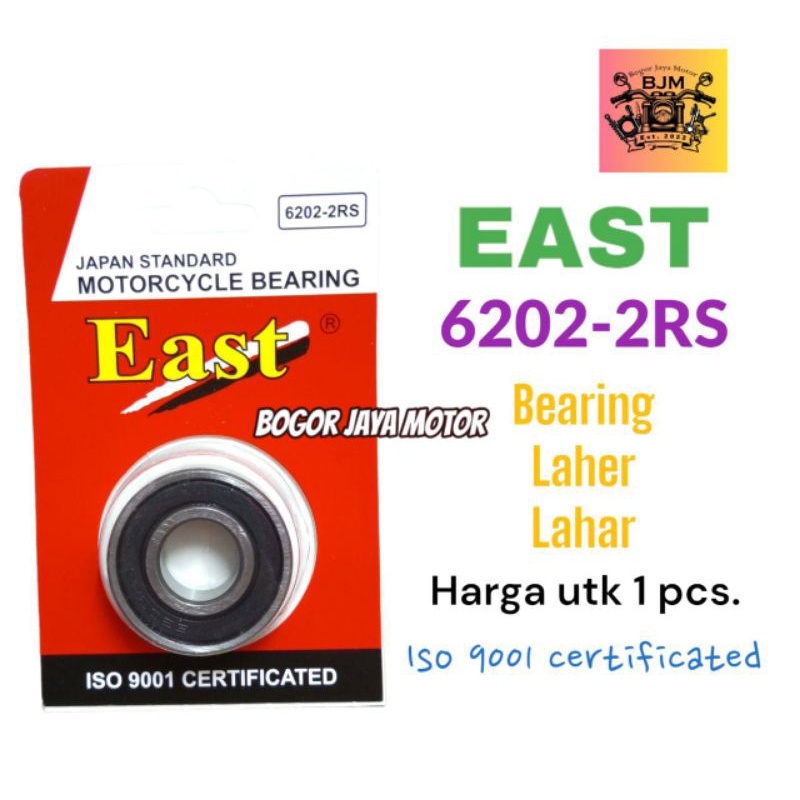 1 PCS LAHER LAHAR BEARING 6202 2RS MERK EAST kemasan press LAHER 6202 PRESS LAHER MOTOR BEAT LAHER M