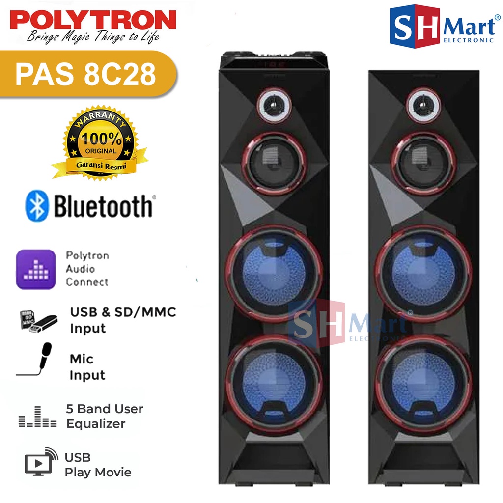 SPEAKER AKTIF BLUETOOTH POLYTRON PAS-8C28 / PAS8C28 GARANSI RESMI