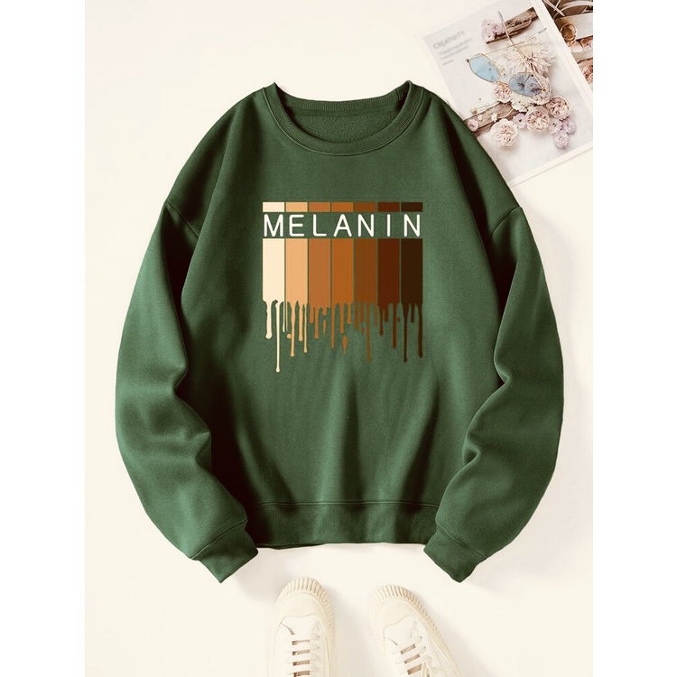 Sweatshirt Basic MELANIN BLOCK II Sweater Crewneck Print DTF II Size M - XL Anak &amp; Dewasa ( Pria &amp; Wanita )