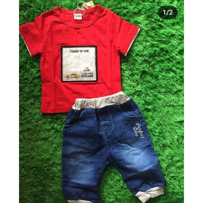 Baju Anak Cowok Setelan Kaos & Celana Jeans | Uson