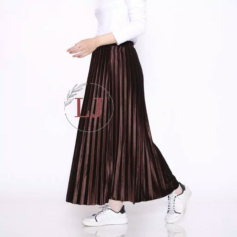 Termurah Rok Plisket Suede Premium | COD Rok Plisket Beludru Import | ORI Rok Suede Premium | Rok  Bludru Velvet Import